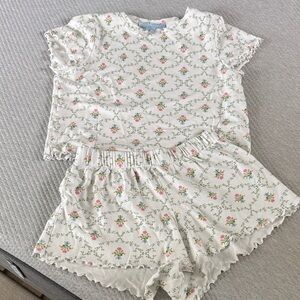 Hill House Floral Pajama Set - White and Pink